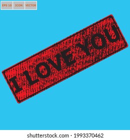 With I love you red stamp text on black