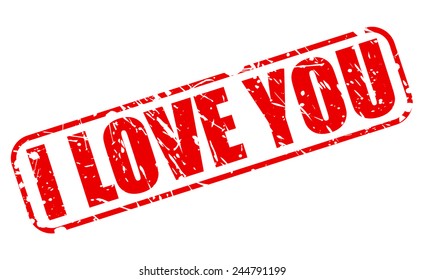 I love you red stamp text on white