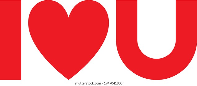 I LOVE YOU red vector geometric type banner