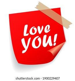 Love you red vector sticker isolated on white background, i love you message