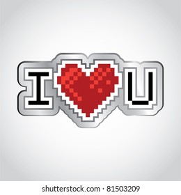 I love you retro look logo - illustration