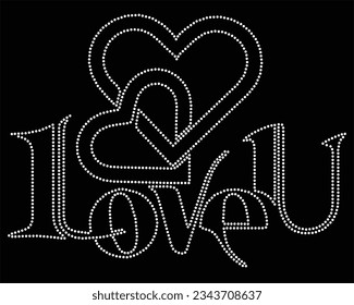 Love you rhinestone t-shirt design