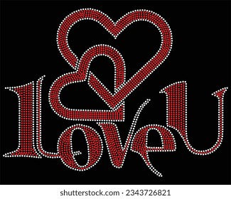 Love you rhinestone t-shirt design