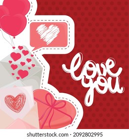 love you romantic hearts card