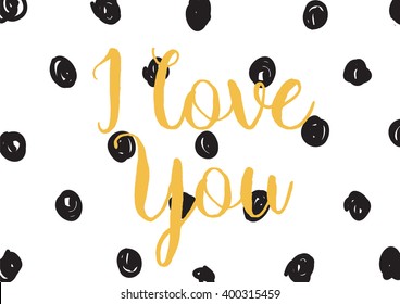 I love you romantic inscription. Greeting card with calligraphy. Hand drawn lettering design. Photo overlay. Typography for banner, poster or apparel design. Vector typography.
