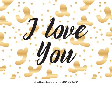 I love you romantic inscription. Greeting card with calligraphy. Hand drawn lettering design. Photo overlay. Typography for banner, poster or apparel design. Vector typography.