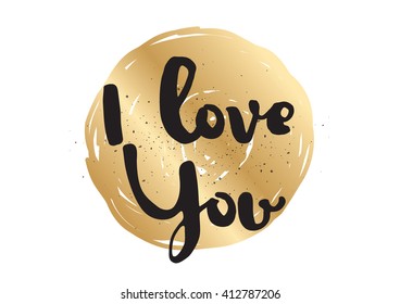 I love you romantic inscription. Greeting card with calligraphy. Hand drawn lettering design. Photo overlay. Typography for invitation, banner, poster or clothing design. Vector quote