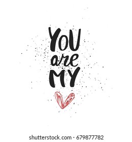 I love you - romantic quote. Cute hand drawn lettering vector illustration. Greeting template for Valentine's day