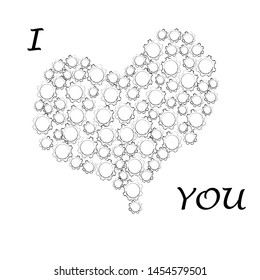 I love you. Romantic scene with big heart made from stars. Valentine day. Sweet. Lovely.