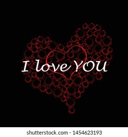 I love you. Romantic scene with big heart made from stars. Valentine day. Sweet. Lovely.