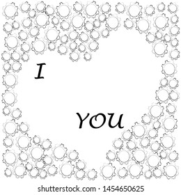 I love you. Romantic scene with big heart made from mechanism. Valentine day. Sweet. Lovely.