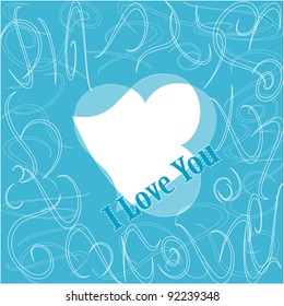 I love you. Romantic seamless vector blue pattern