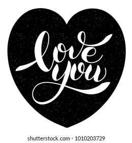 I love you romantic text, Calligraphic love lettering