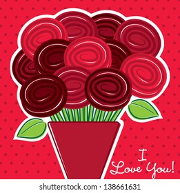 I love you rose card in vector format.