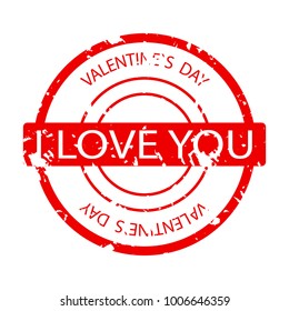 I love you rubber stamp. Love symbol rubber seal, vector valentine grunge imprint illustration
