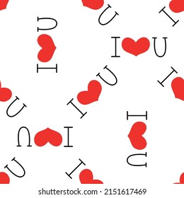I love you seamless background. Vector illustration. Design for Valentines Day, Greeting Cards