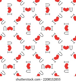 I love you seamless background. Vector illustration. Design for Valentines Day, Greeting Cards