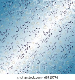I Love You seamless pattern - blue
