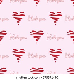 I love you seamless pattern with heart. Valentines Day. Vector illustration EPS10