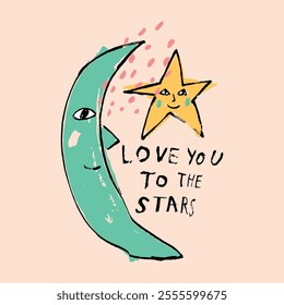 Love You To See The Star Graphic Tees for Kids Tshirt Artwork print