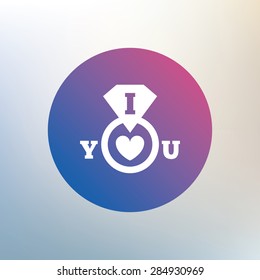 I Love you sign icon. Valentines day symbol. Icon on blurred background. Vector