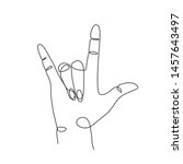 I love you in sign language. Continuous line drawing