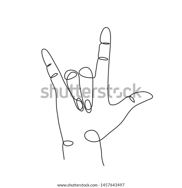 Love You Sign Language Continuous Line Stock Vector Royalty Free