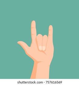 I Love You Sign Language . Rock music gesture. Vector illustration