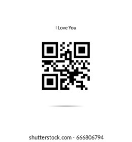 I love you sign with QR code. Vector illustration