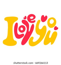 I love you sign with red hearts