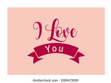 `Love you` simple lettering and symbol in vector with decorative heart doodle element