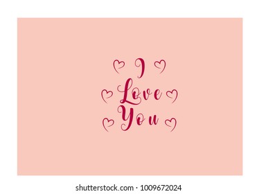`Love you` simple lettering and symbol in vector with decorative heart doodle element