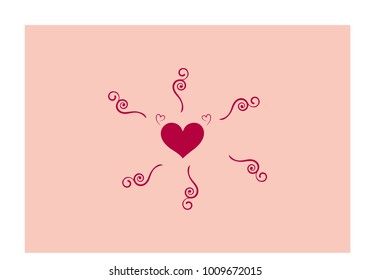 `Love you` simple symbol in vector with decorative heart doodle element
