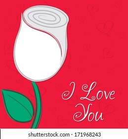 I love you single rose card in vector format