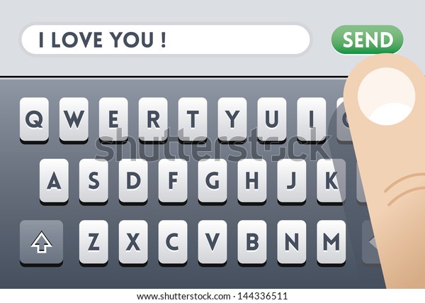Love You Sms Message Human Hand Stock Vector Royalty Free 144336511