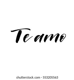 I love you in Spanish. Phrase for Valentine's day. Ink illustration. Modern brush calligraphy. Isolated on white background. 