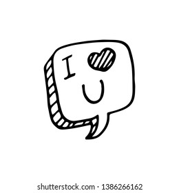 I love you speech bubble hand drawn vector cartoon