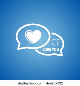 I Love You Speech Bubble Icon on blue color. 