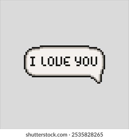 I love you, speech cloud letters, pixel art