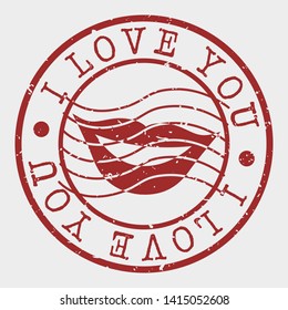 I Love You Stamp. Kiss Silhouette Seal. Round Design. Vector Icon. Design Retro Insignia.