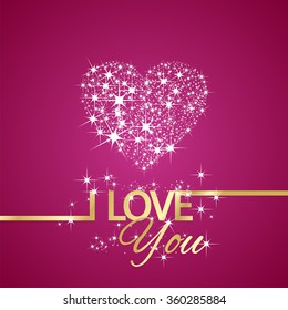 I Love You stars heart pink background