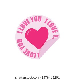 I love you sticker design with a vibrant heart. Vector illustration.	
