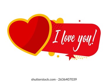 I love you sticker with heart — vector illustration