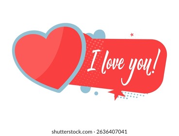 I love you sticker with heart — vector illustration