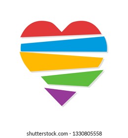 love you, striped rainbow vector illustration heart shape