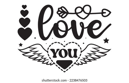 I love you svg, Valentines Day svg, Happy valentine`s day T shirt greeting card template with typography text and red heart and line on the background. Vector illustration, flyers