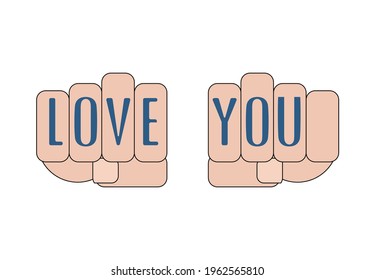 Love you tattoo on fingers fists