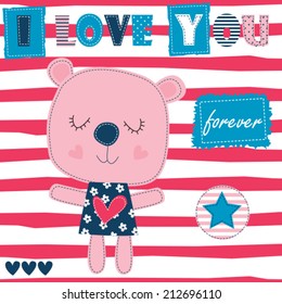 i love you teddy bear vector illustration
