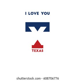 I love you. Texas. Concept logo. Ideas for labels, sticker. On white background