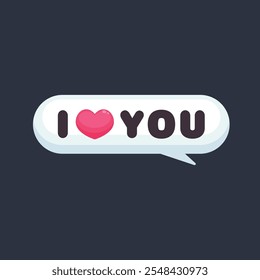 i love you text in blank bubble in flat vector design.